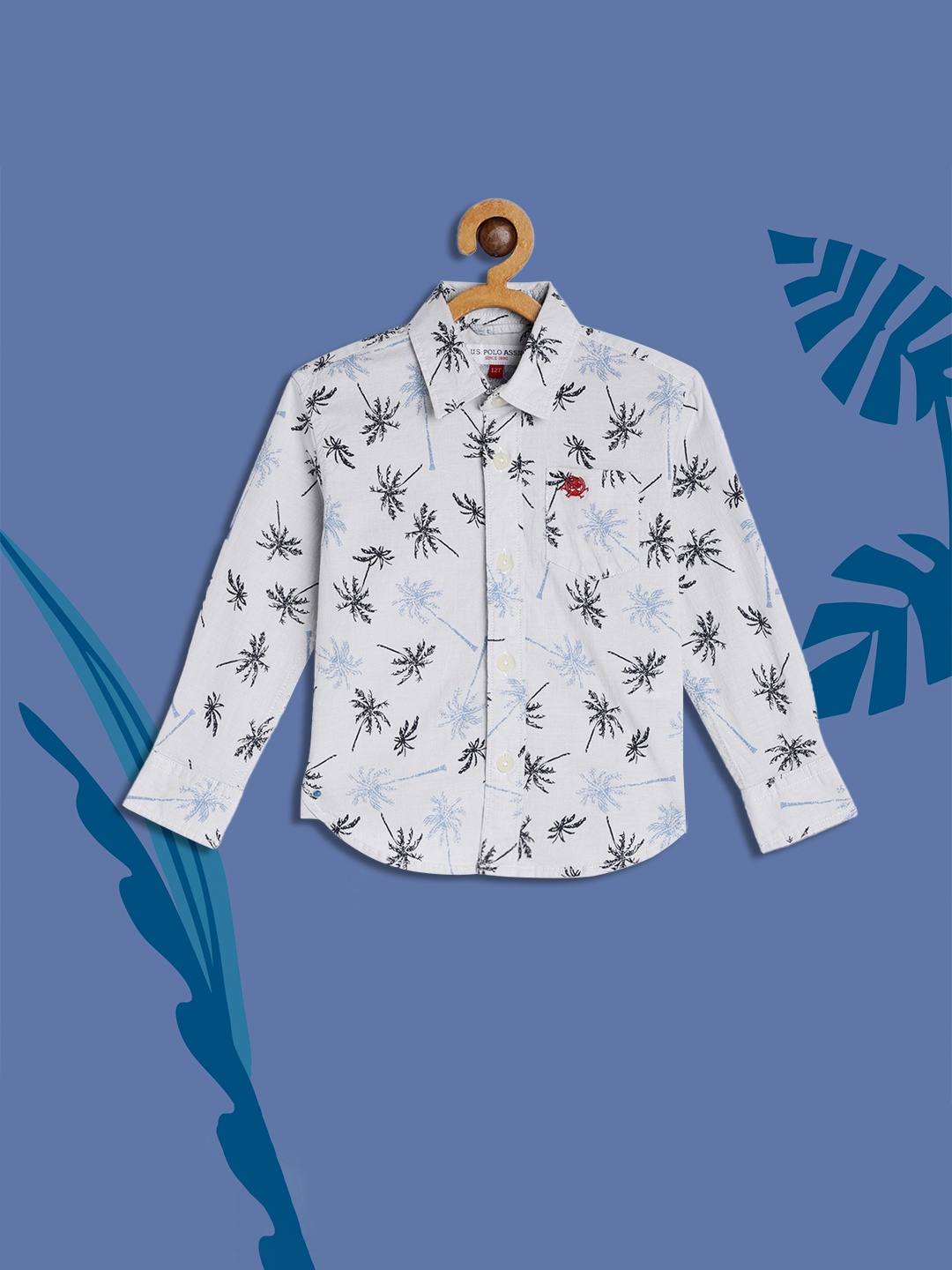 

U.S. Polo Assn. Kids Boys Off White Printed Casual Shirt