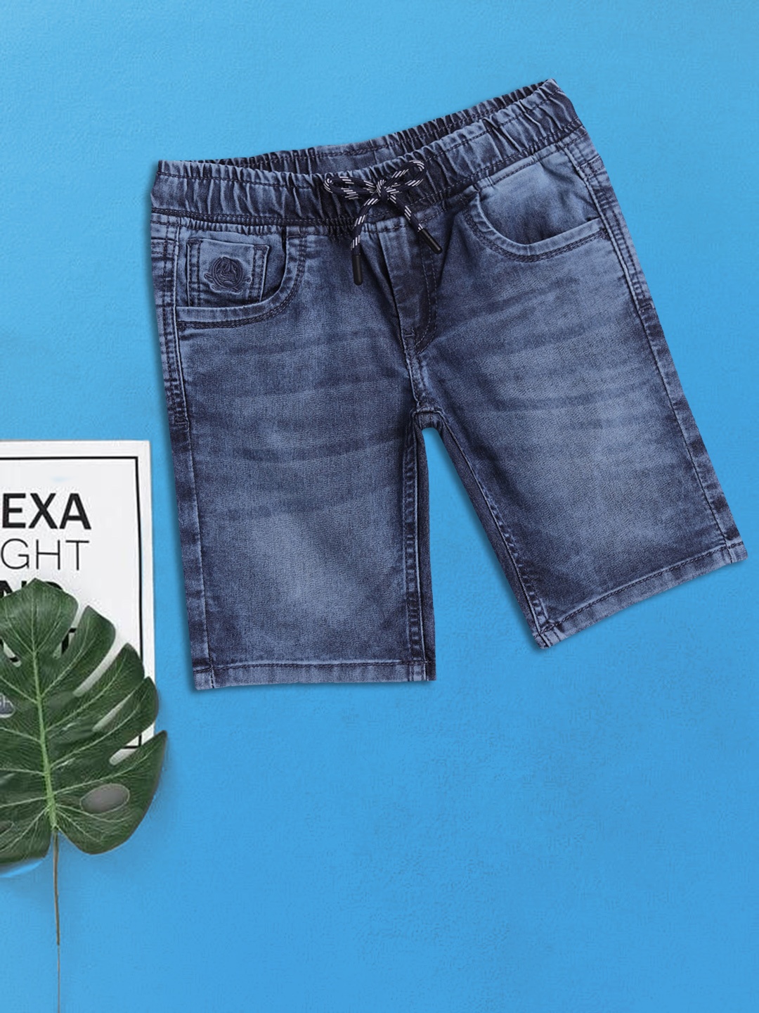 

U.S.Polo Assn. Kids Boys Blue Washed Slim Fit Denim Shorts