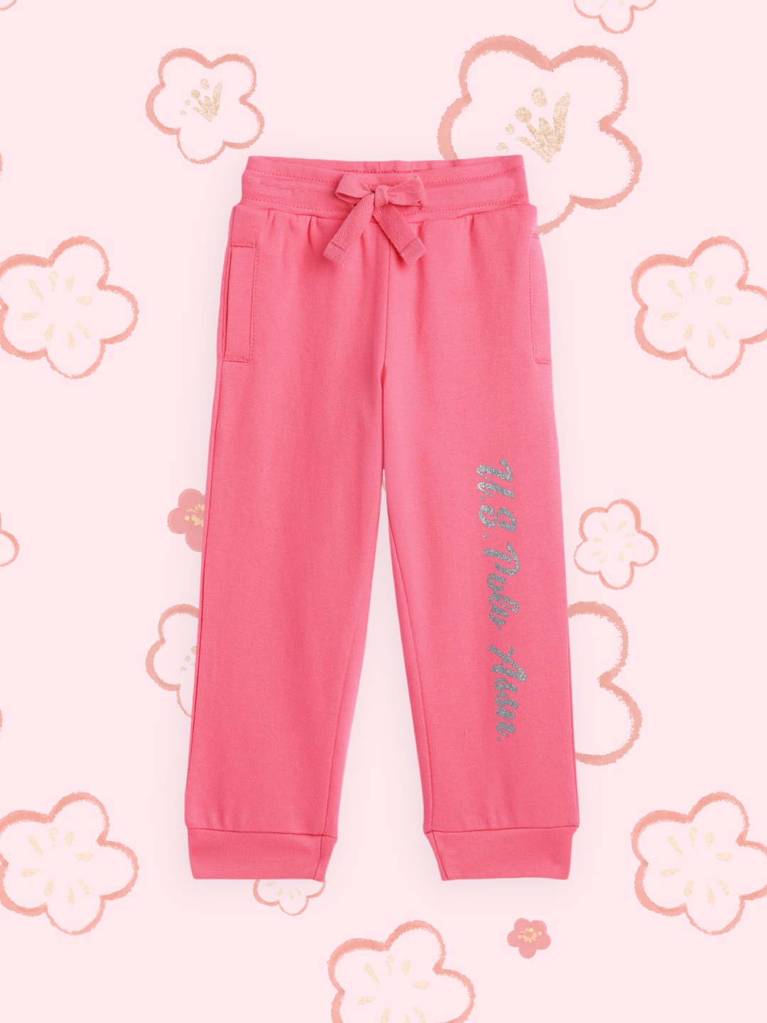 

U.S. Polo Assn. Kids Girls Pink Printed Pure Cotton Joggers