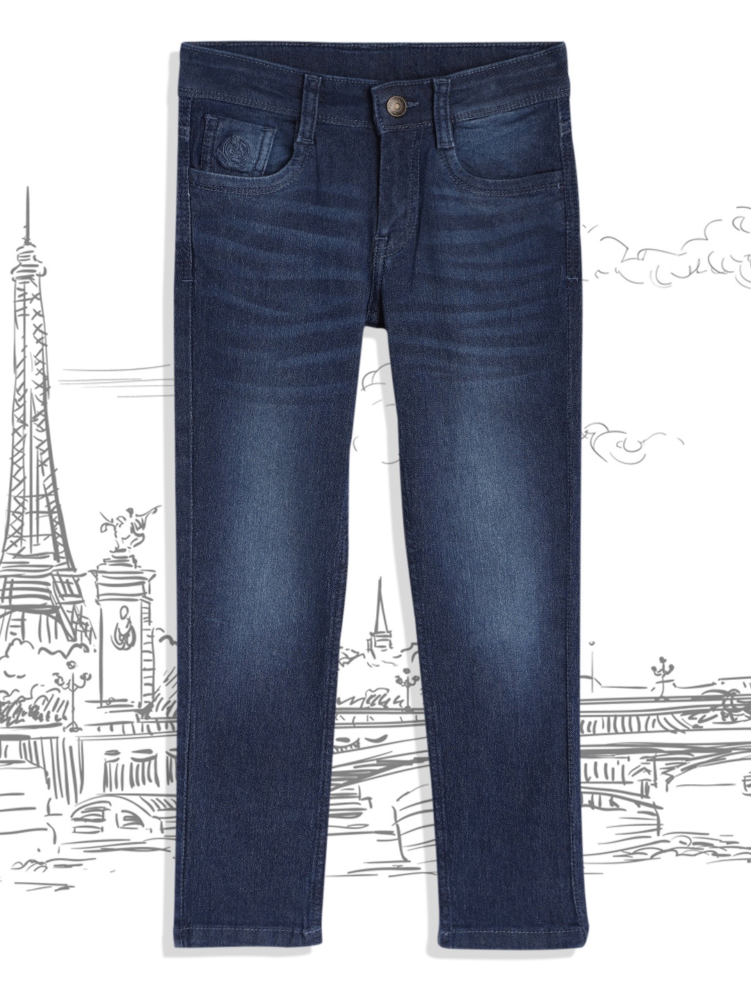 

U.S. Polo Assn. Kids Boys Blue Slim Fit Heavy Fade Stretchable Jeans