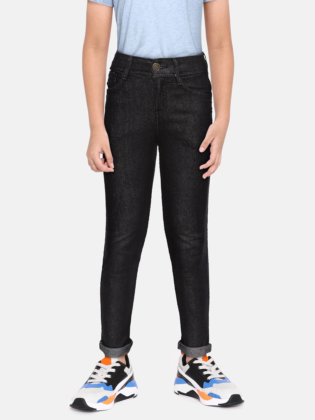 

U.S. Polo Assn. Kids Boys Black Slim Fit Heavy Fade Acid Wash Stretchable Jeans