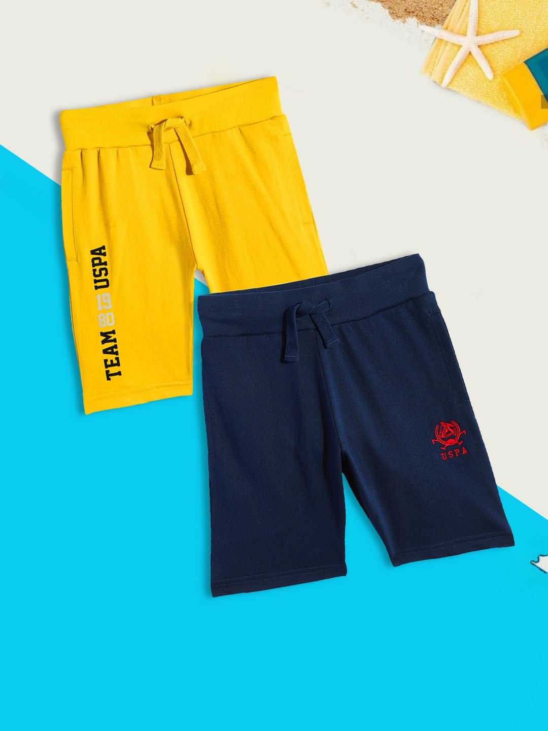 U.S. Polo Assn. Kids Boys Pack of 2 Assorted Pure Cotton Shorts
