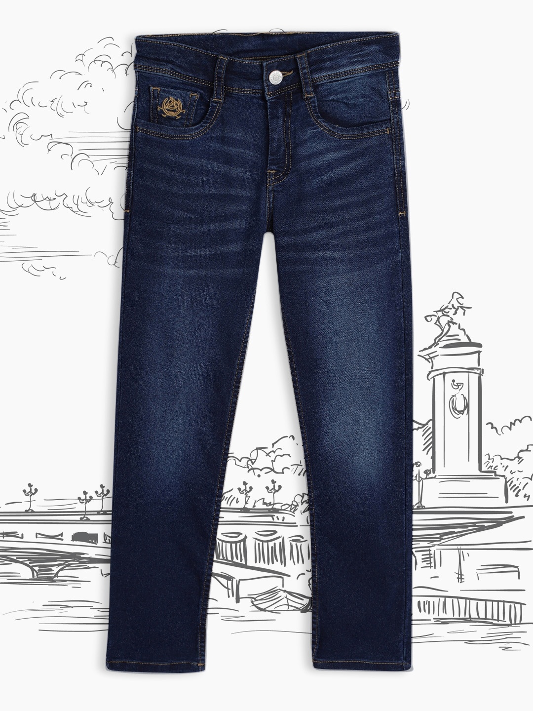 

U.S. Polo Assn. Kids Boys Blue Slim Fit Heavy Fade Stretchable Jeans