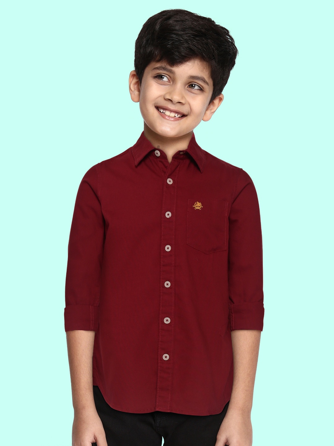 

U.S. Polo Assn. Kids Boys Maroon Regular Fit Solid Opaque Cotton Casual Shirt with Pocket
