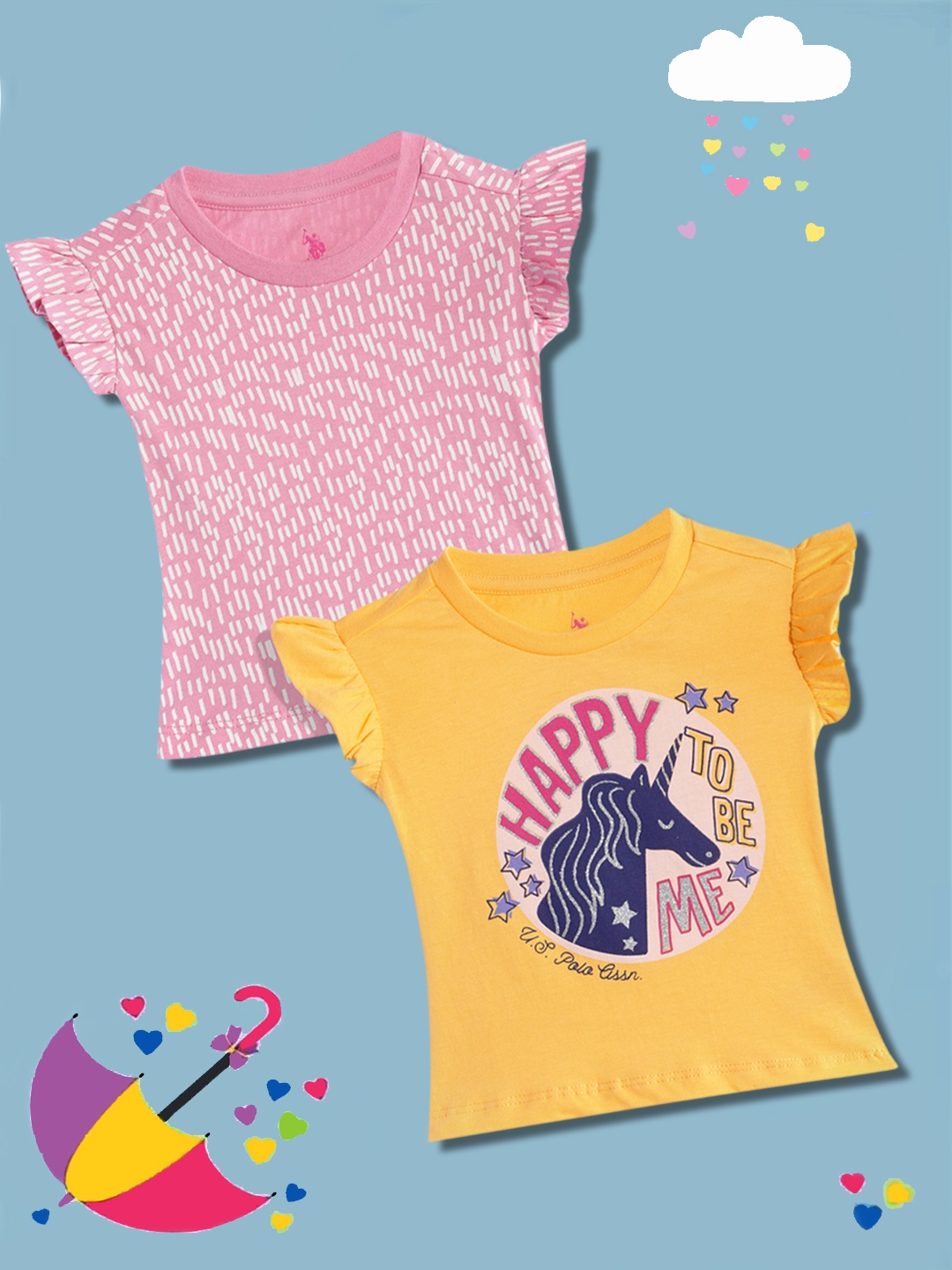 

U S Polo Assn Kids Girls Assorted 2 Printed T-shirt