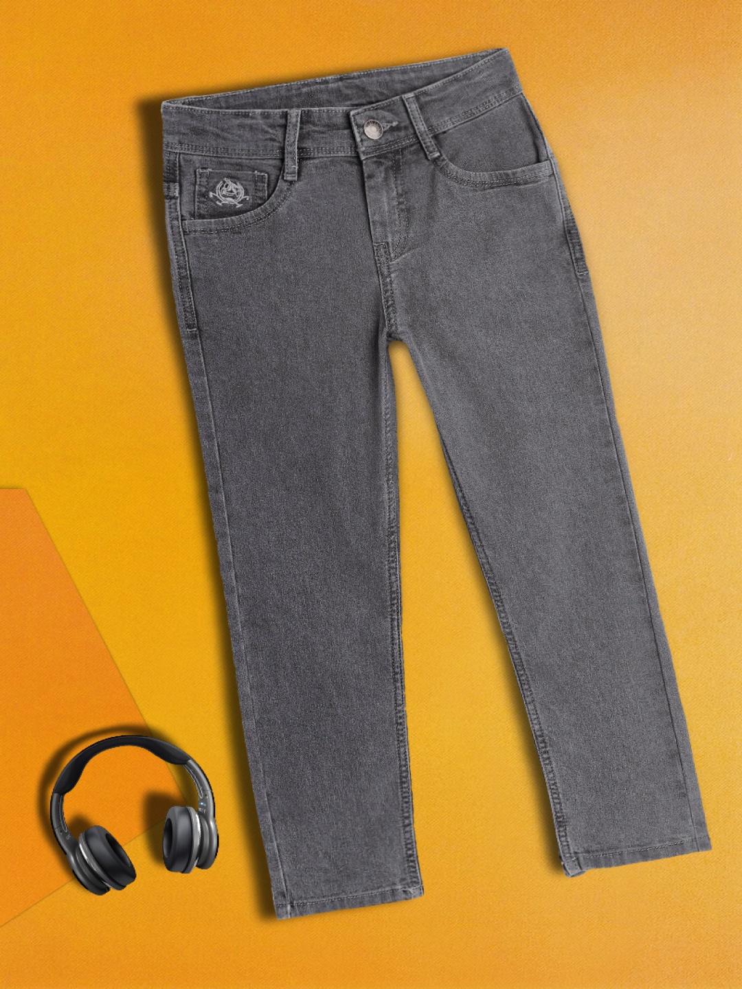 

U S Polo Assn Kids Boys Grey Slim Fit Light Fade Stretchable Jeans