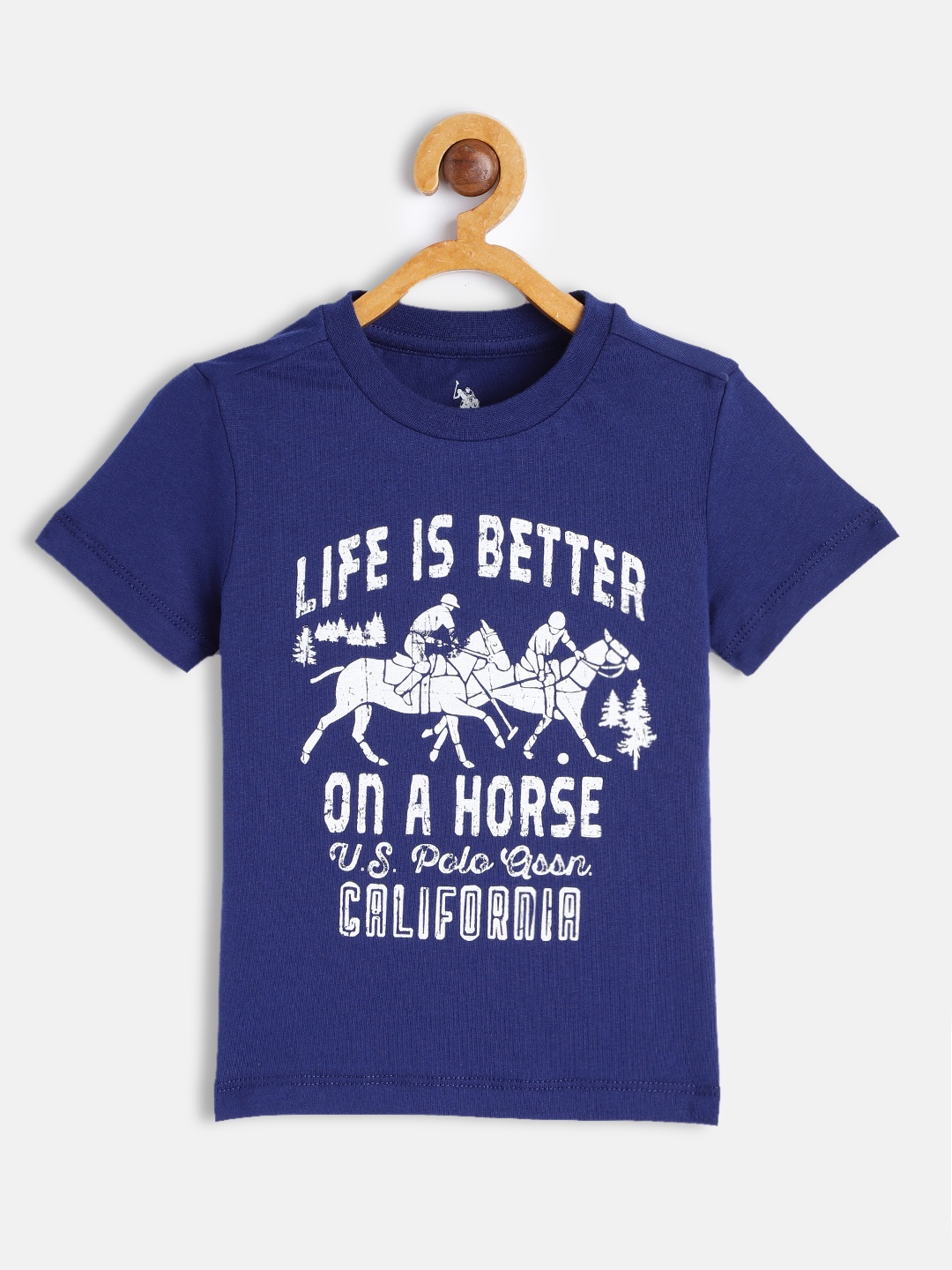 

U.S.Polo Assn. Kids Boys Blue Printed Pure Cotton T-shirt
