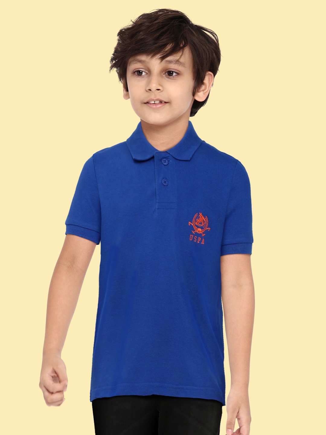 

U.S. Polo Assn. Kids Boys Blue Solid Pure Cotton T-shirt