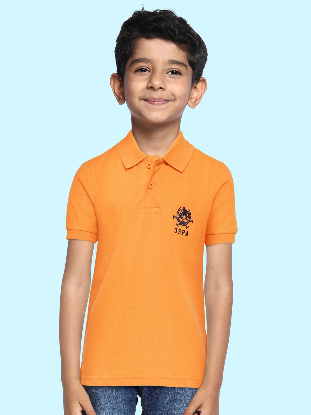 

U.S.Polo Assn. Kids Boys Orange Pure Cotton Polo Collar T-shirt