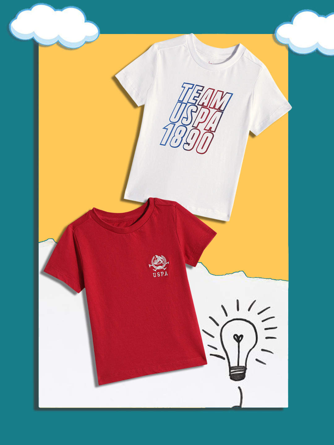 

U.S. Polo Assn. Kids Boys Assorted Pack of 2 Pure Cotton T-shirts