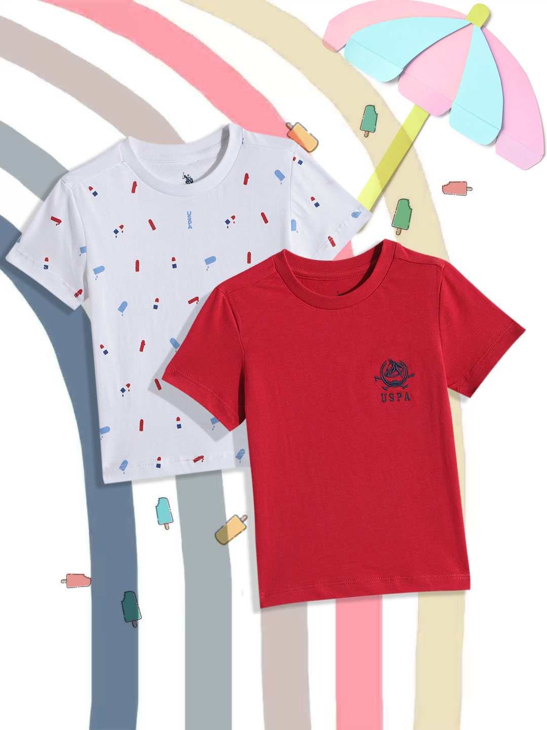 U.S. Polo Assn. Kids Boys Assorted Pack of 2 Pure Cotton T-shirts