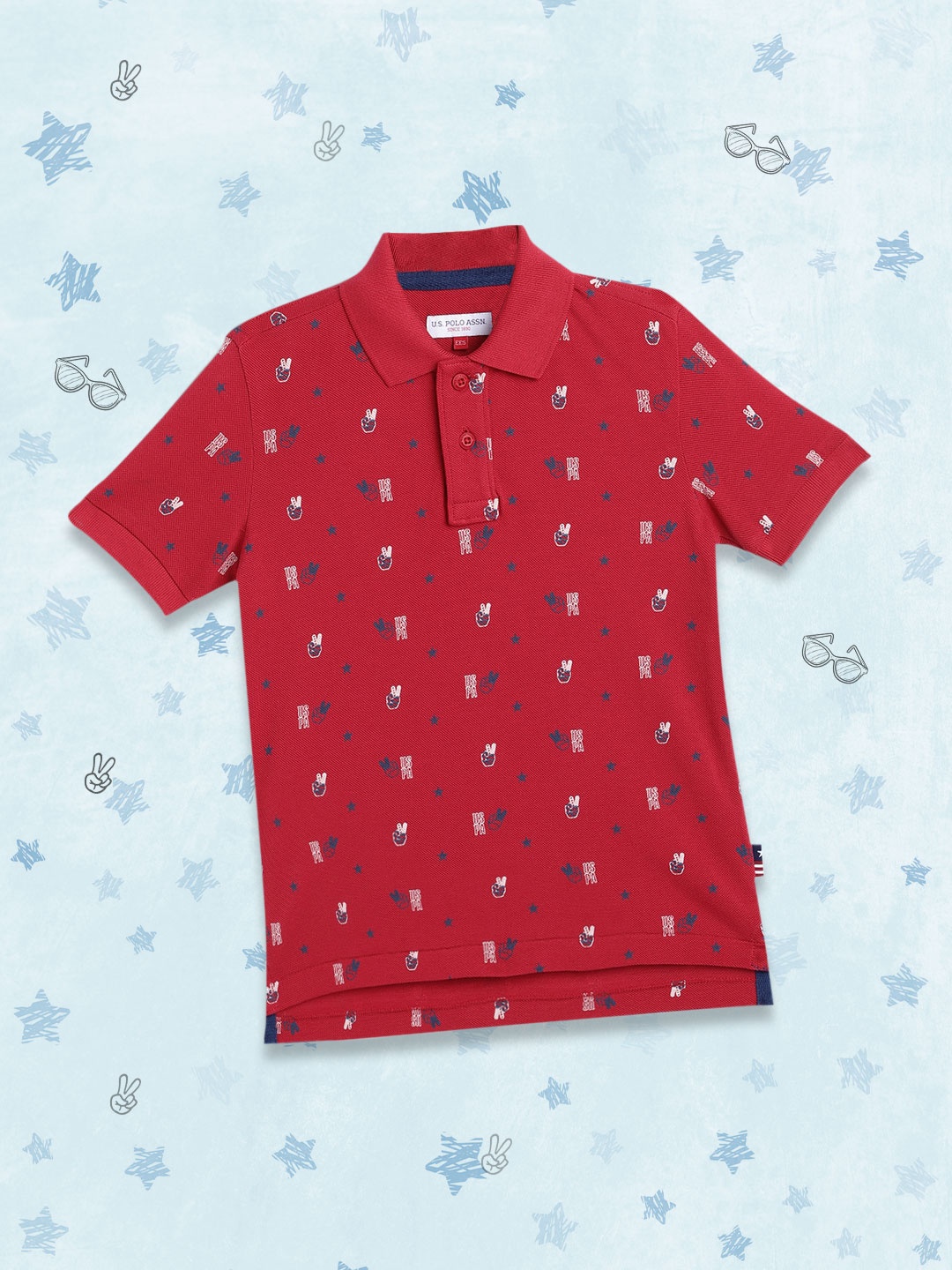 

U.S. Polo Assn. Kids Boys Red Brand Logo Printed Pure Cotton T-shirt