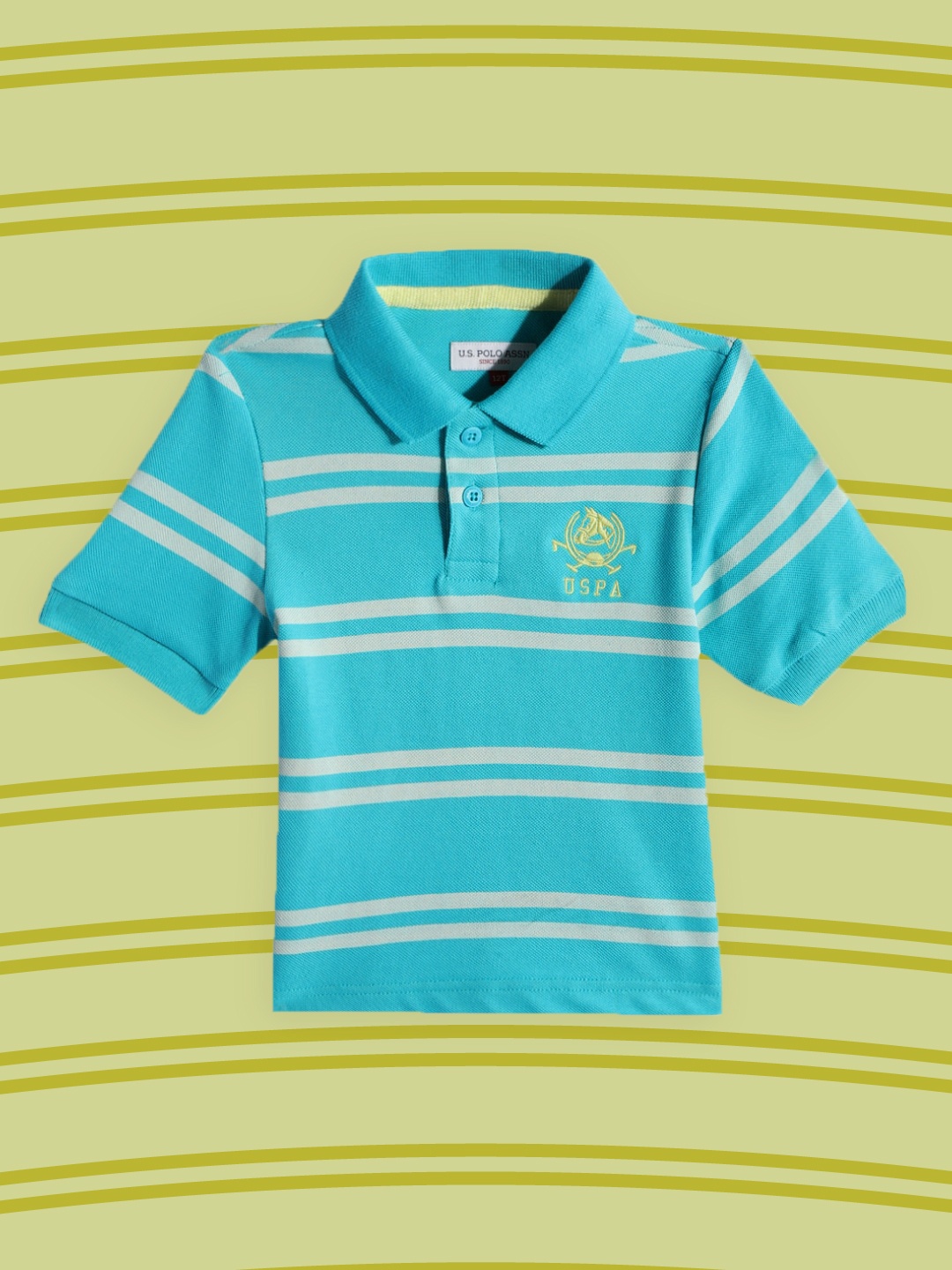 

U.S. Polo Assn. Kids Boys Blue Striped Polo Collar Pure Cotton T-shirt