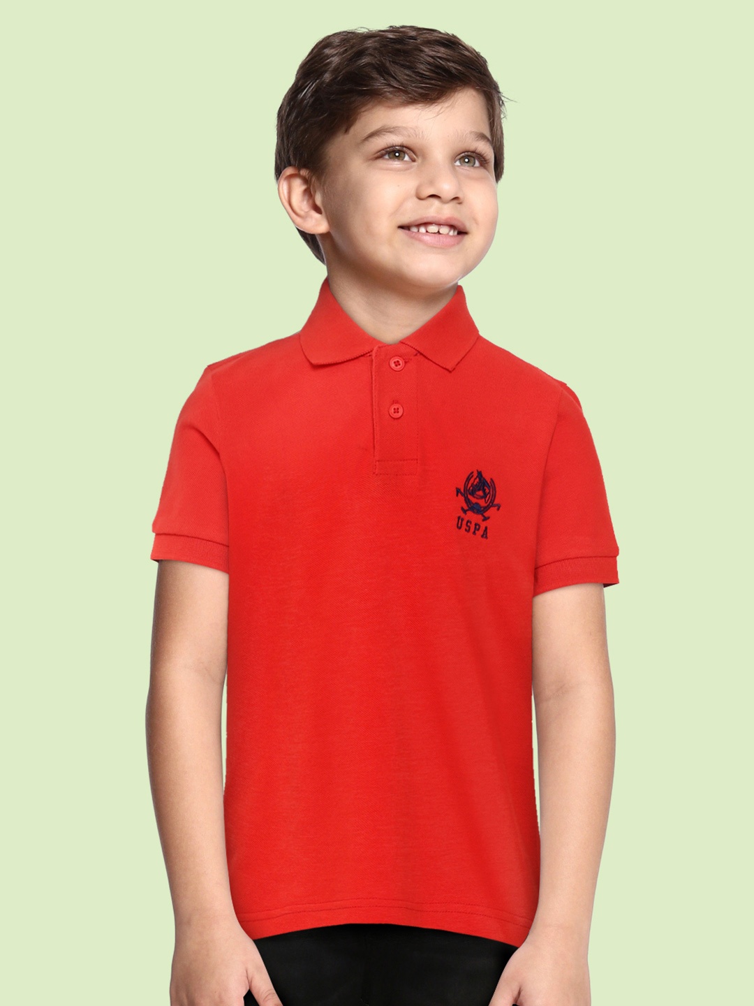 

U.S. Polo Assn. Kids Boys Red Solid Pure Cotton T-shirt