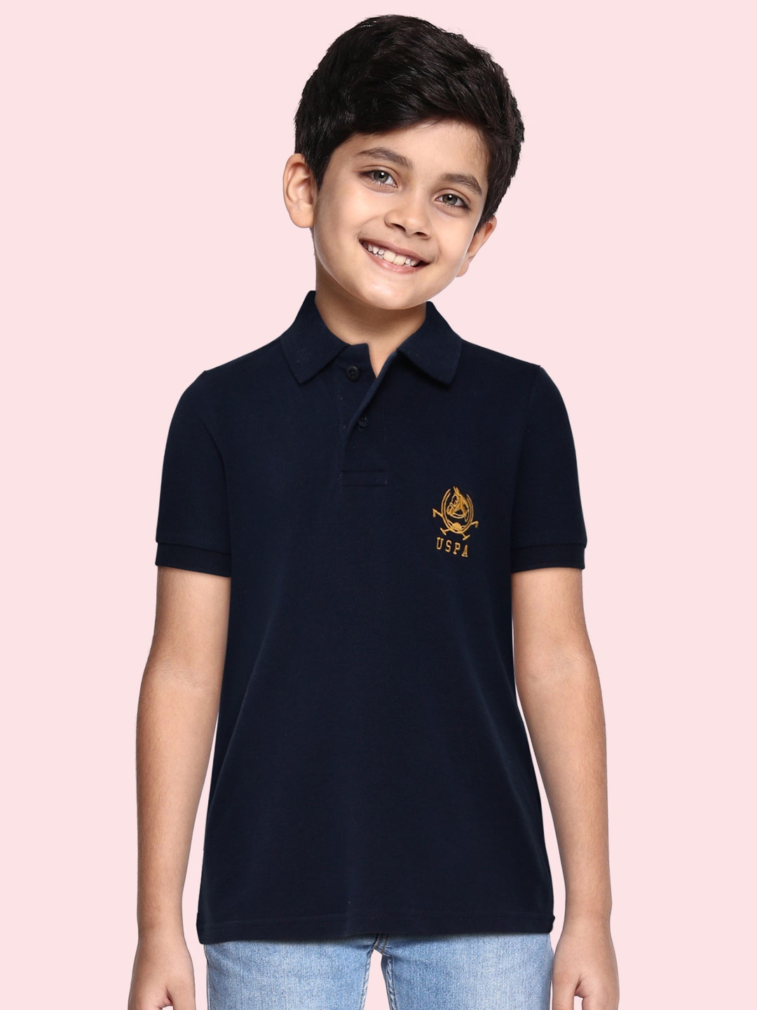 

U.S.Polo Assn. Kids Boys Navy Blue Pure Cotton Polo Collar T-shirt