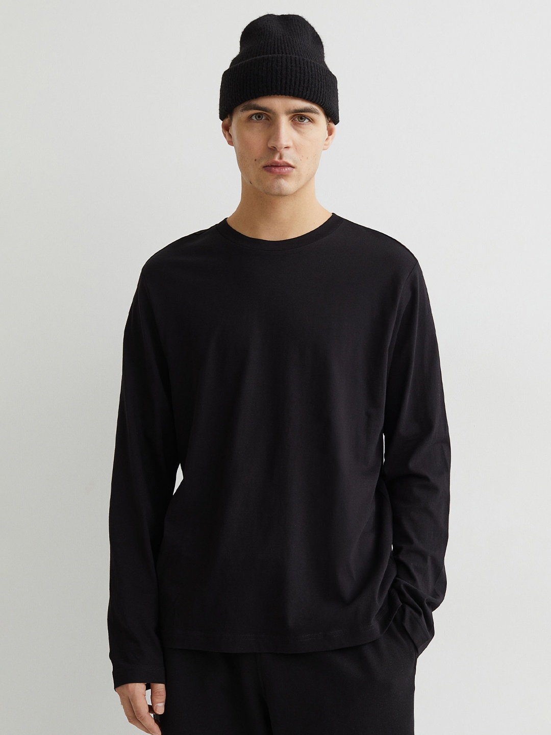 

H&M Men Black Regular Fit Jersey Top