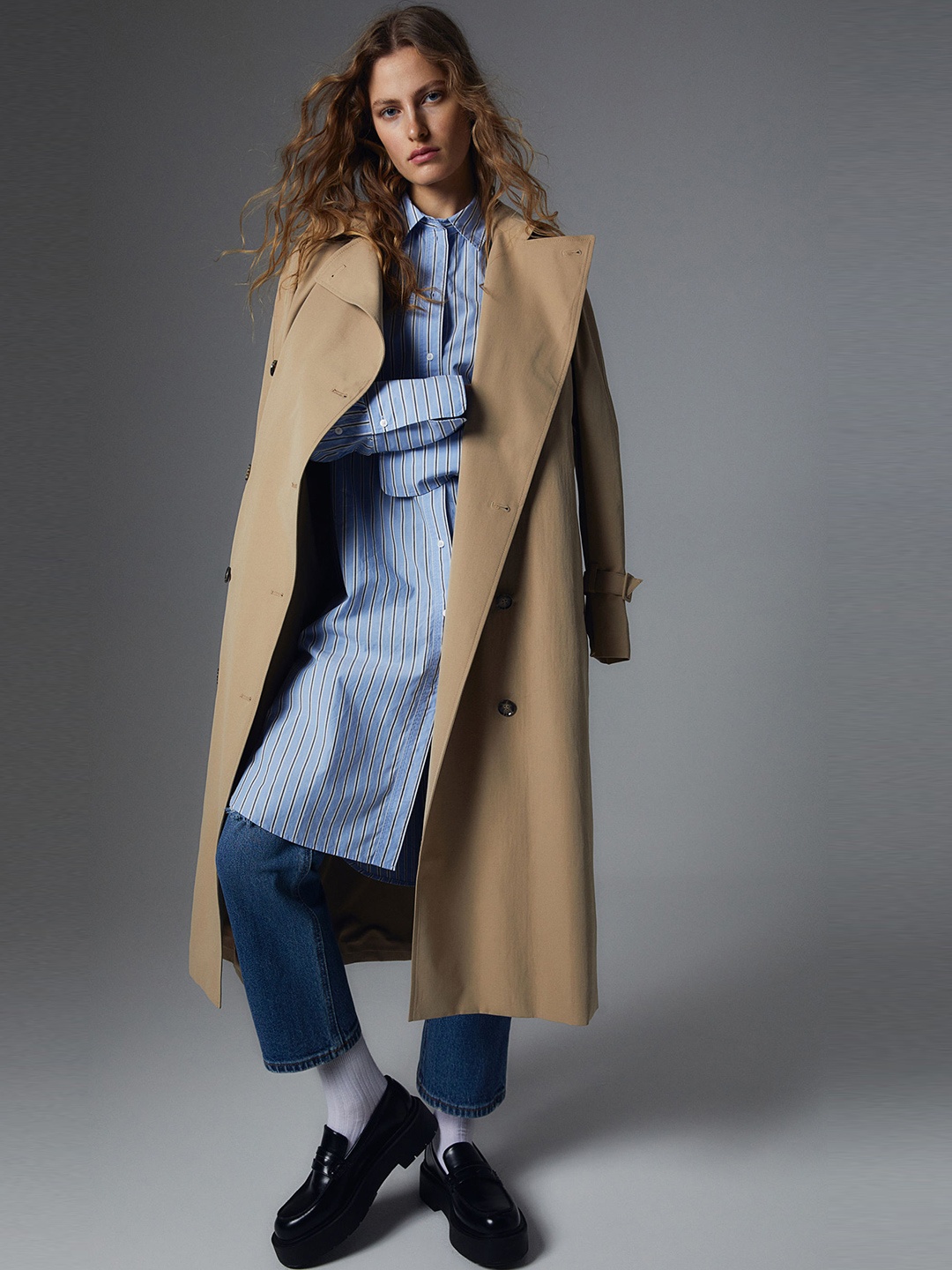 

H&M Women Blue Pure Cotton Shirt Dress