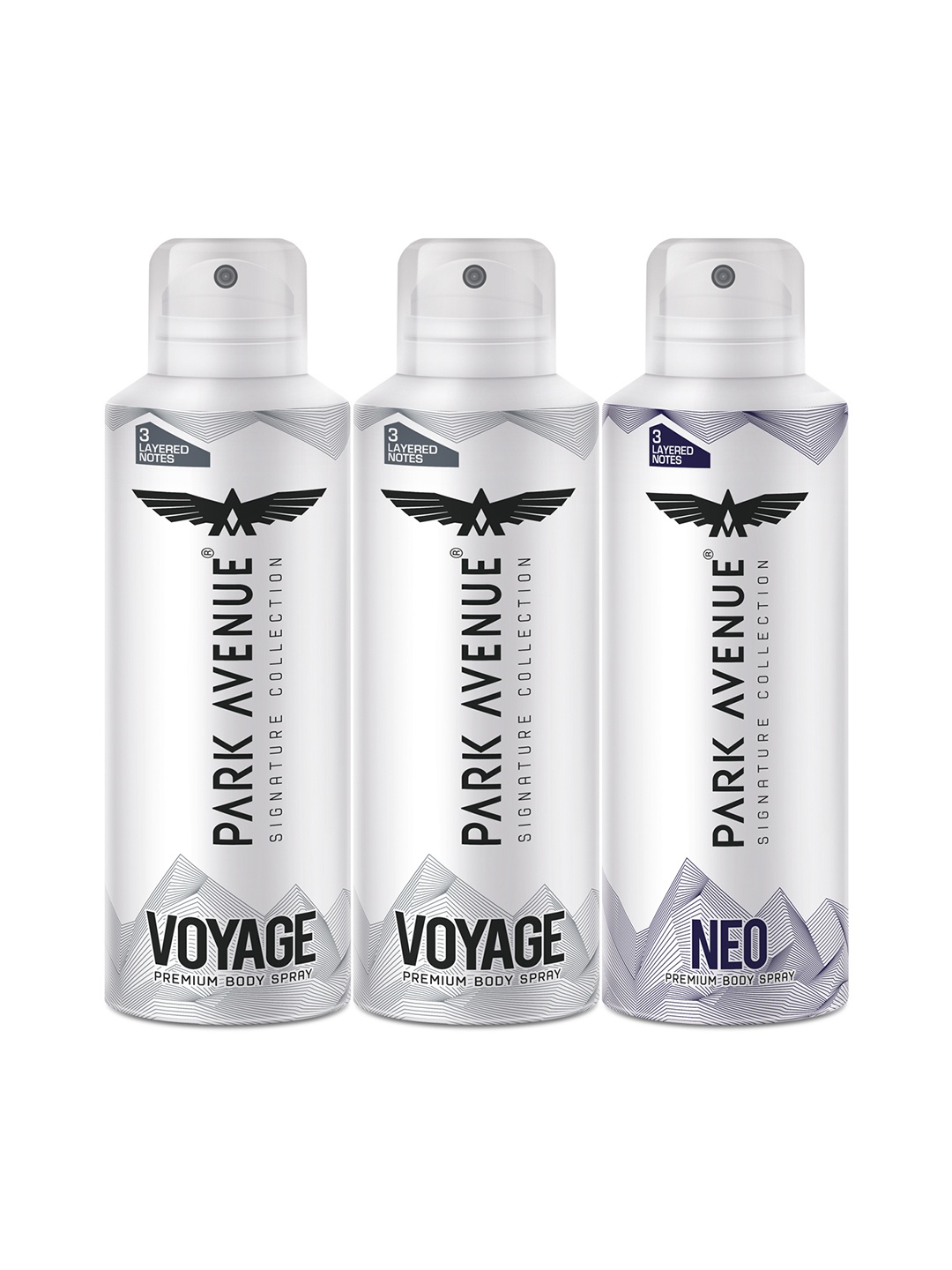 

Park Avenue Set of 3 Signature Perfume Body Sprays - 2 Voyage & 1 Neo - 150 ml each, White