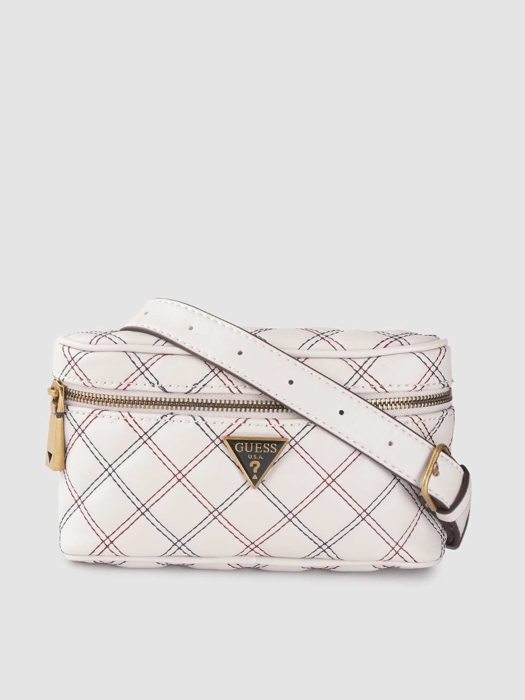 

GUESS Women White Quilted Fanny Pack