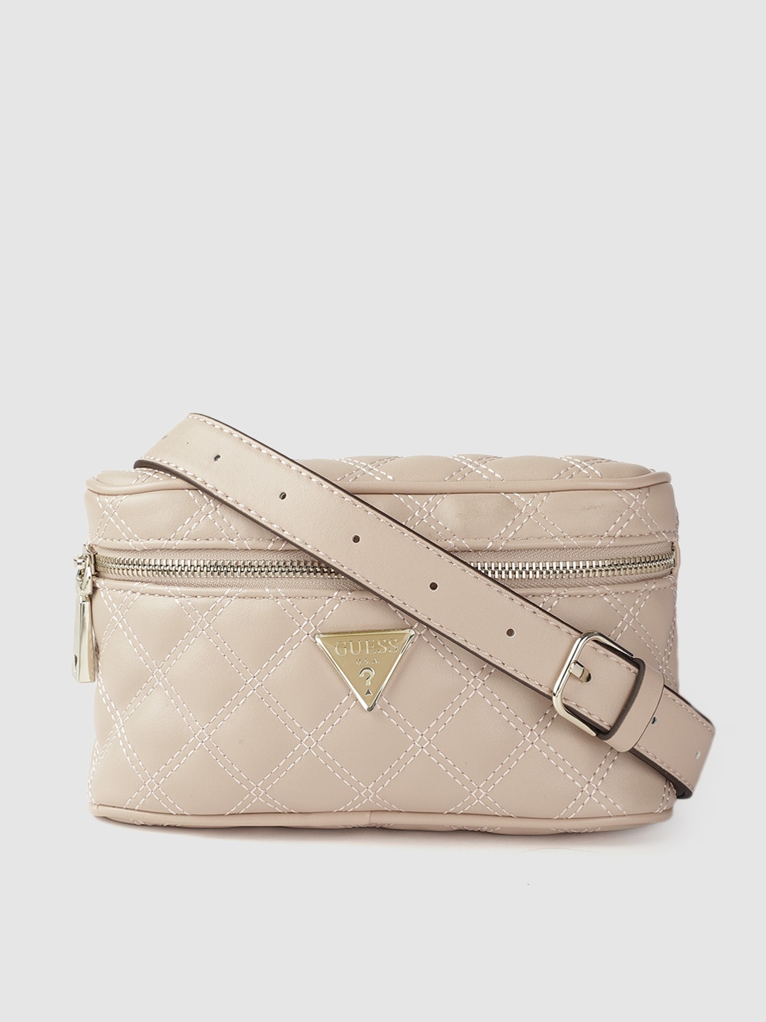 

GUESS Women Beige Quilted Fanny Pack