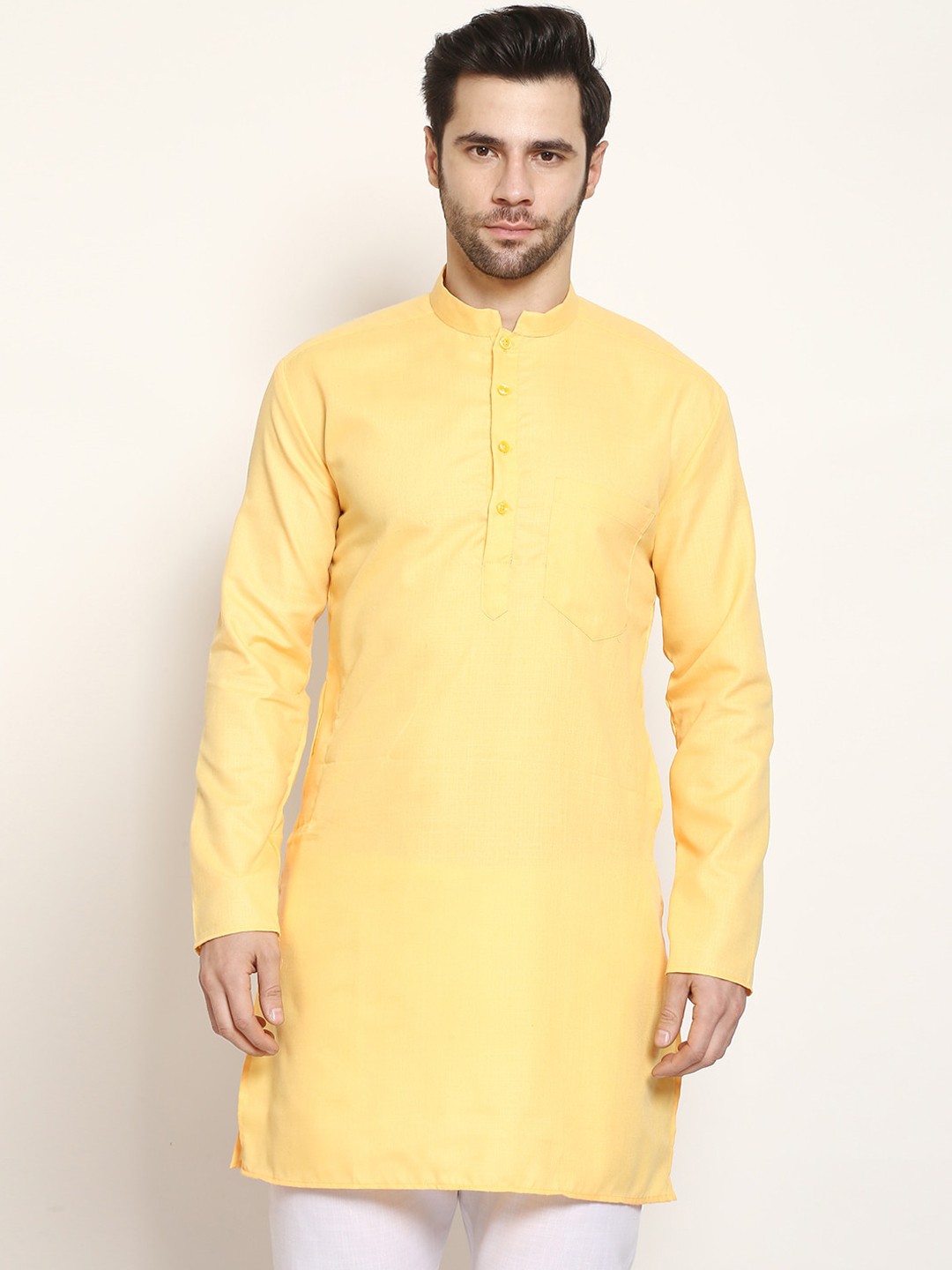 

GRACIT Men Yellow Solid Kurta