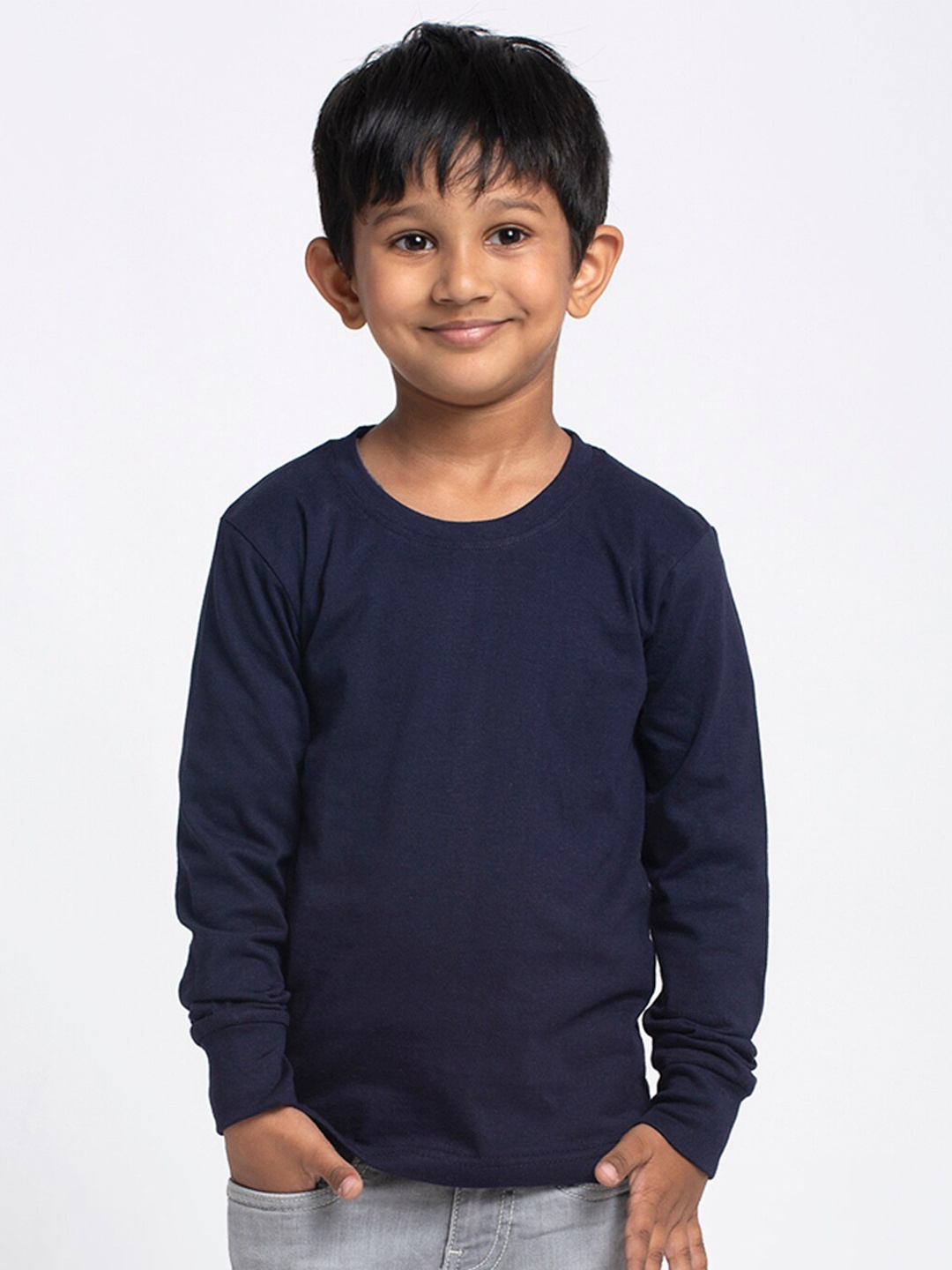 

Friskers Boys Navy Blue Pure Cotton T-shirt