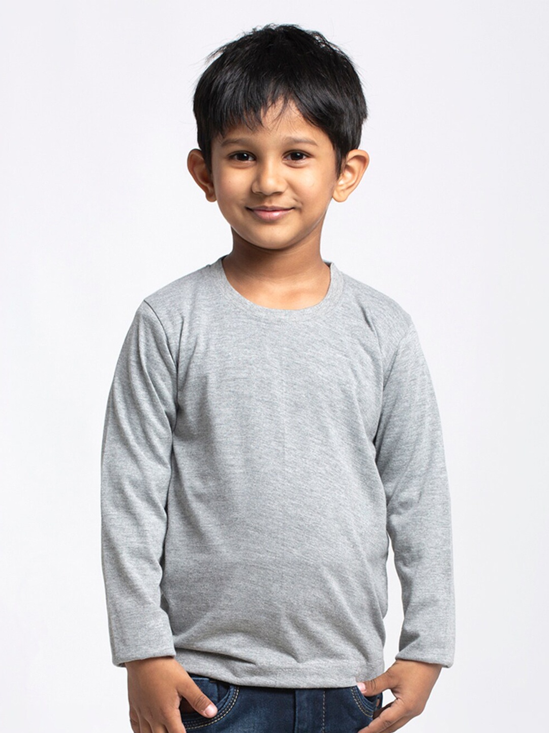 

Friskers Boys Grey Solid T-shirt