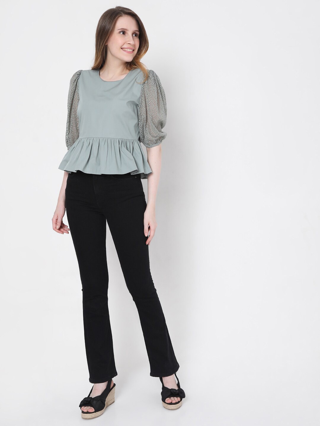 

Vero Moda Grey Peplum Top