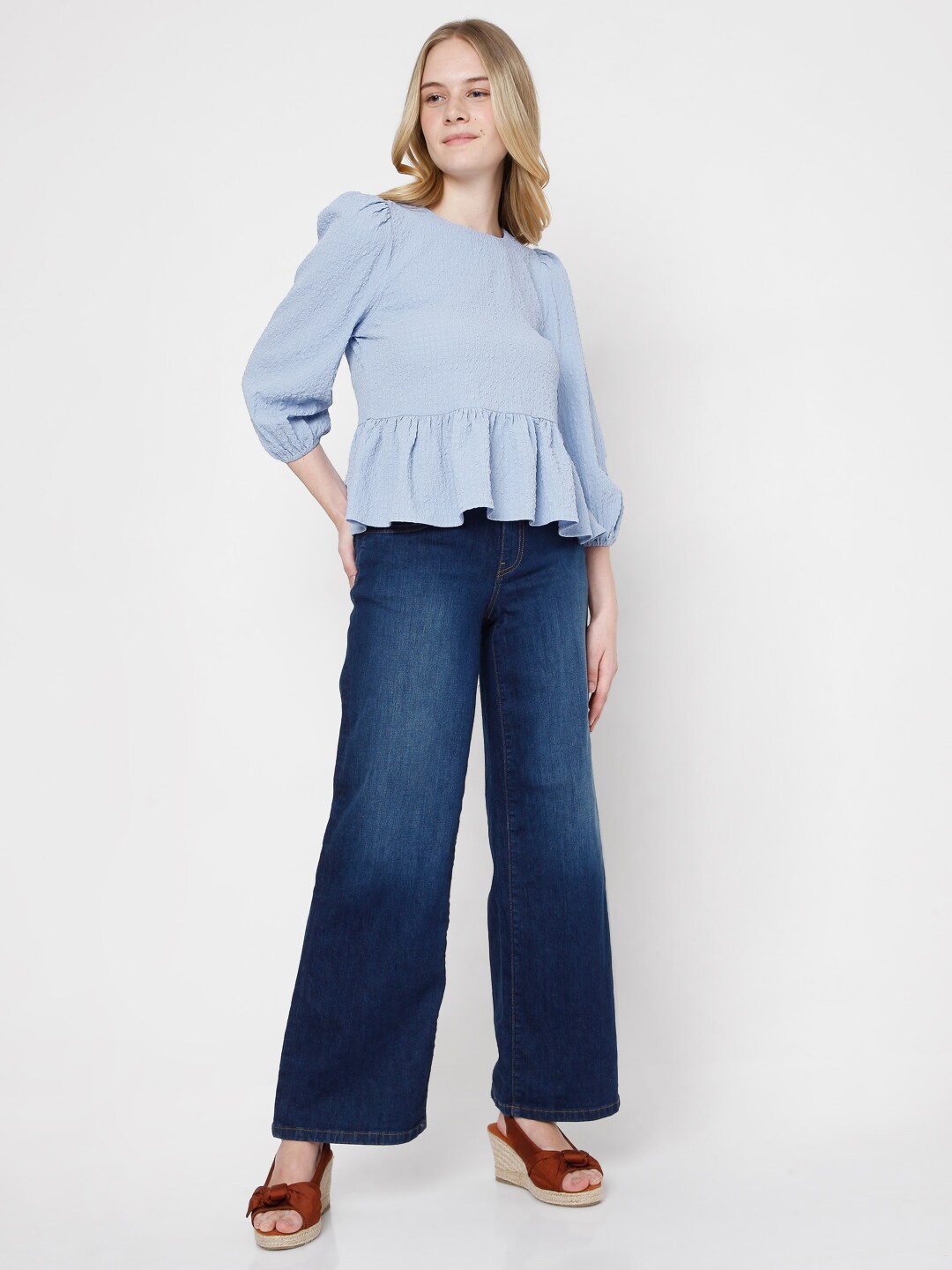 

Vero Moda Blue Self Design A-Line Top