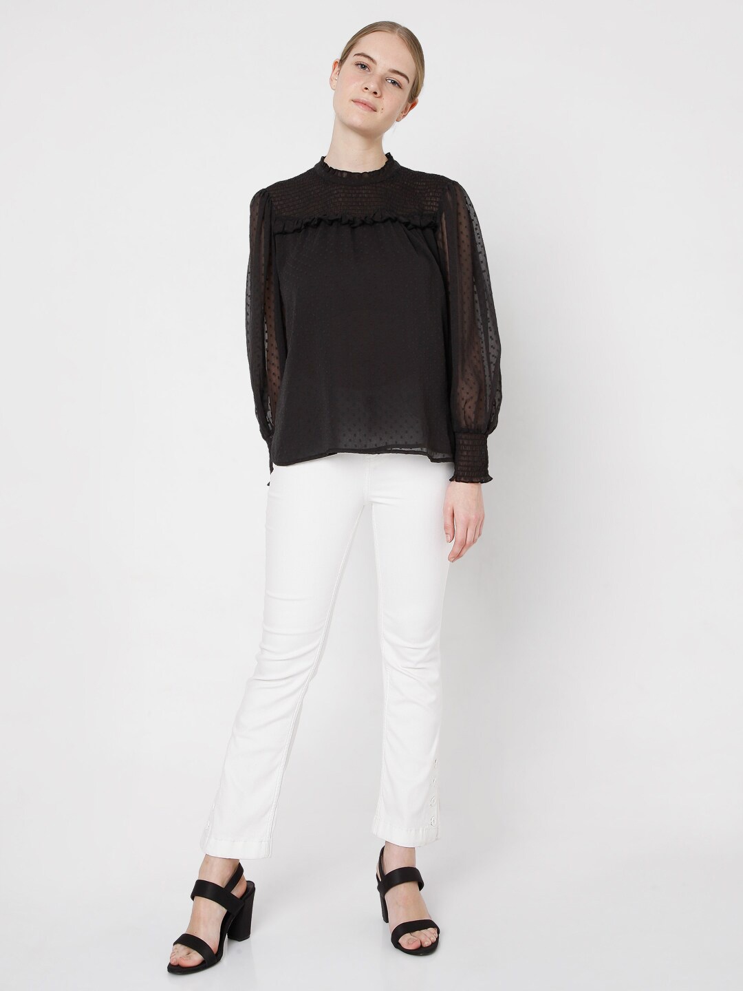 

Vero Moda Self Design Black Top