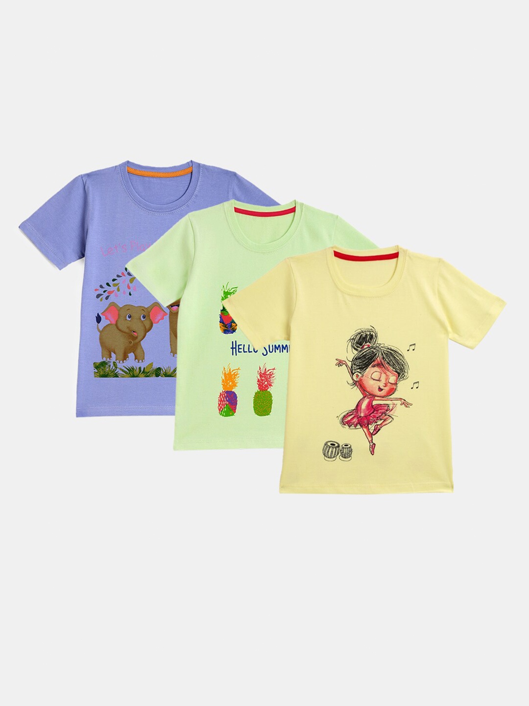 

YK Girls Pack of 3 Printed T-shirt, Purple