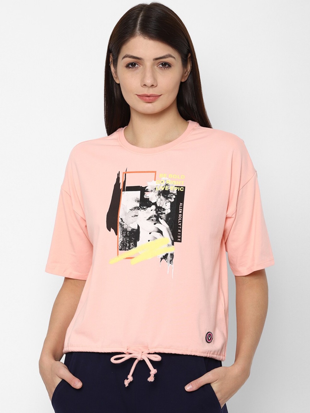 

Allen Solly Woman Women Peach-Coloured Printed T-shirt