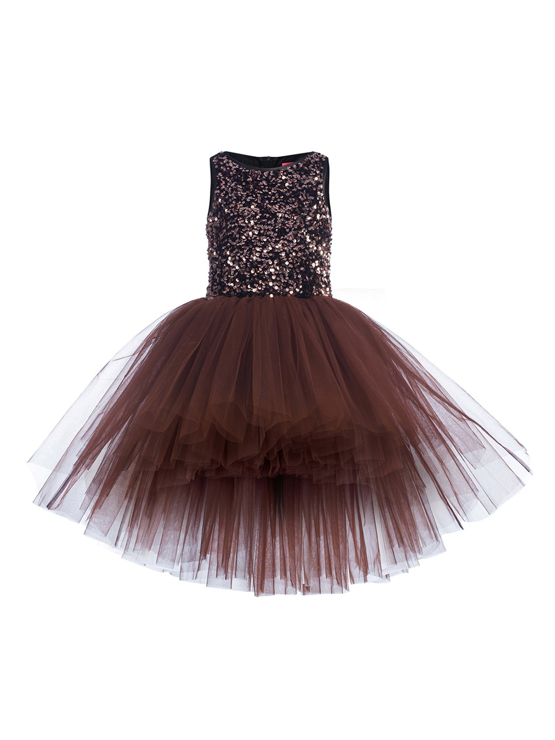 

Toy Balloon kids Brown Embellished Net Dress
