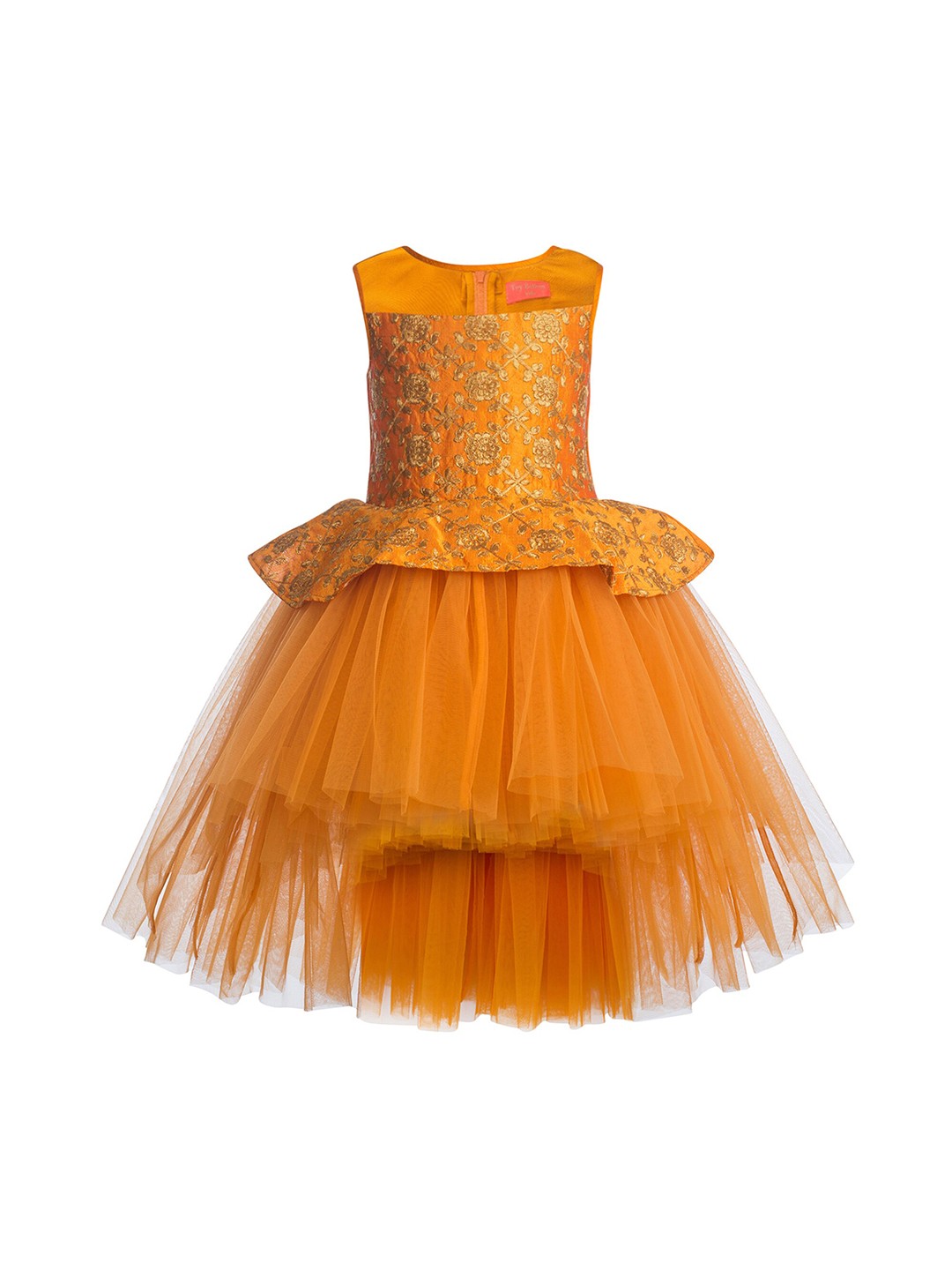 

Toy Balloon kids Girls Yellow Embroidered Layered Net Dress