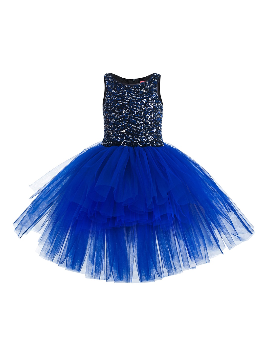 

Toy Balloon kids Girls Blue & Black Embellished Sequined Layered Net Dress