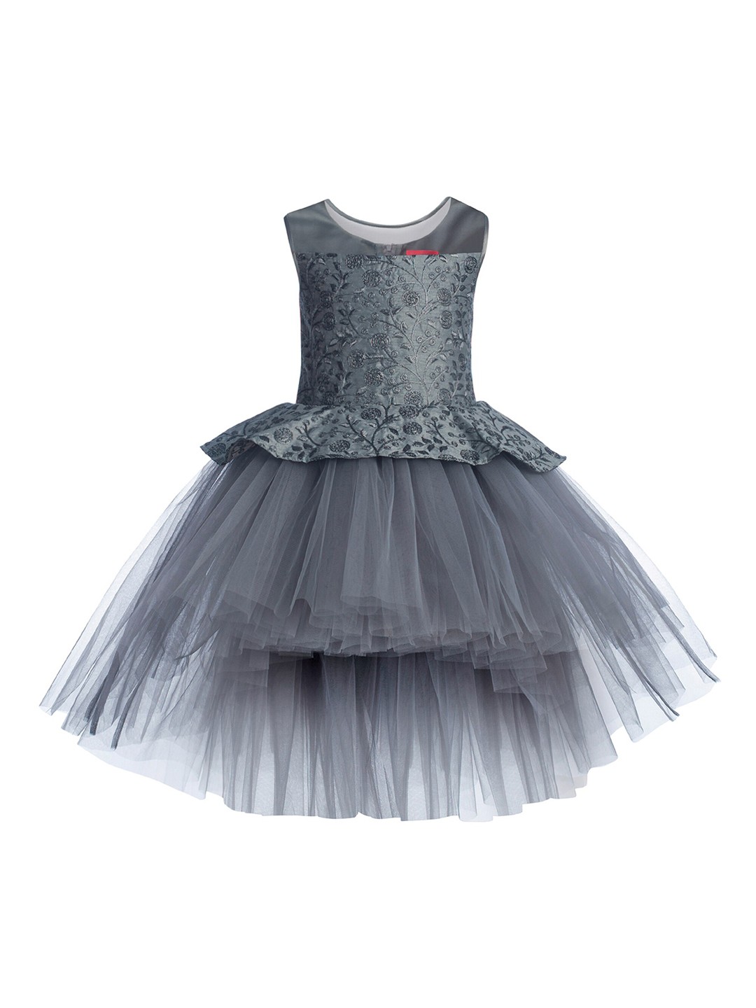 

Toy Balloon kids Grey Layered Net Dress