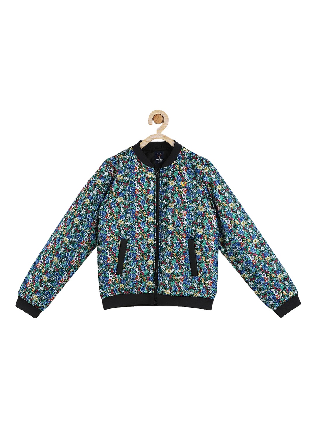 

Allen Solly Junior Girls Black Floral Bomber Jacket