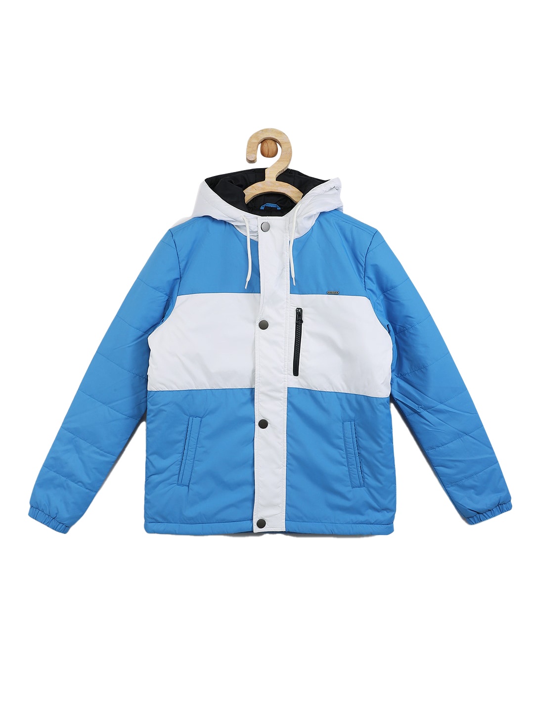 

Allen Solly Junior Boys Blue White Colourblocked Padded Jacket