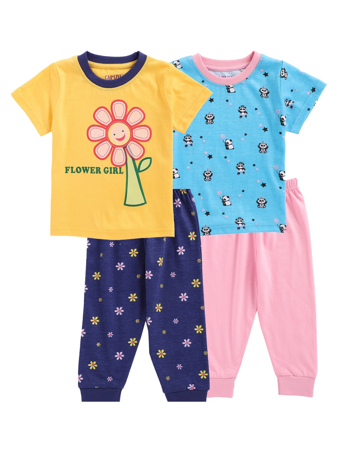 

BUMZEE Girls Pack Of 2 Printed Night suits, Yellow