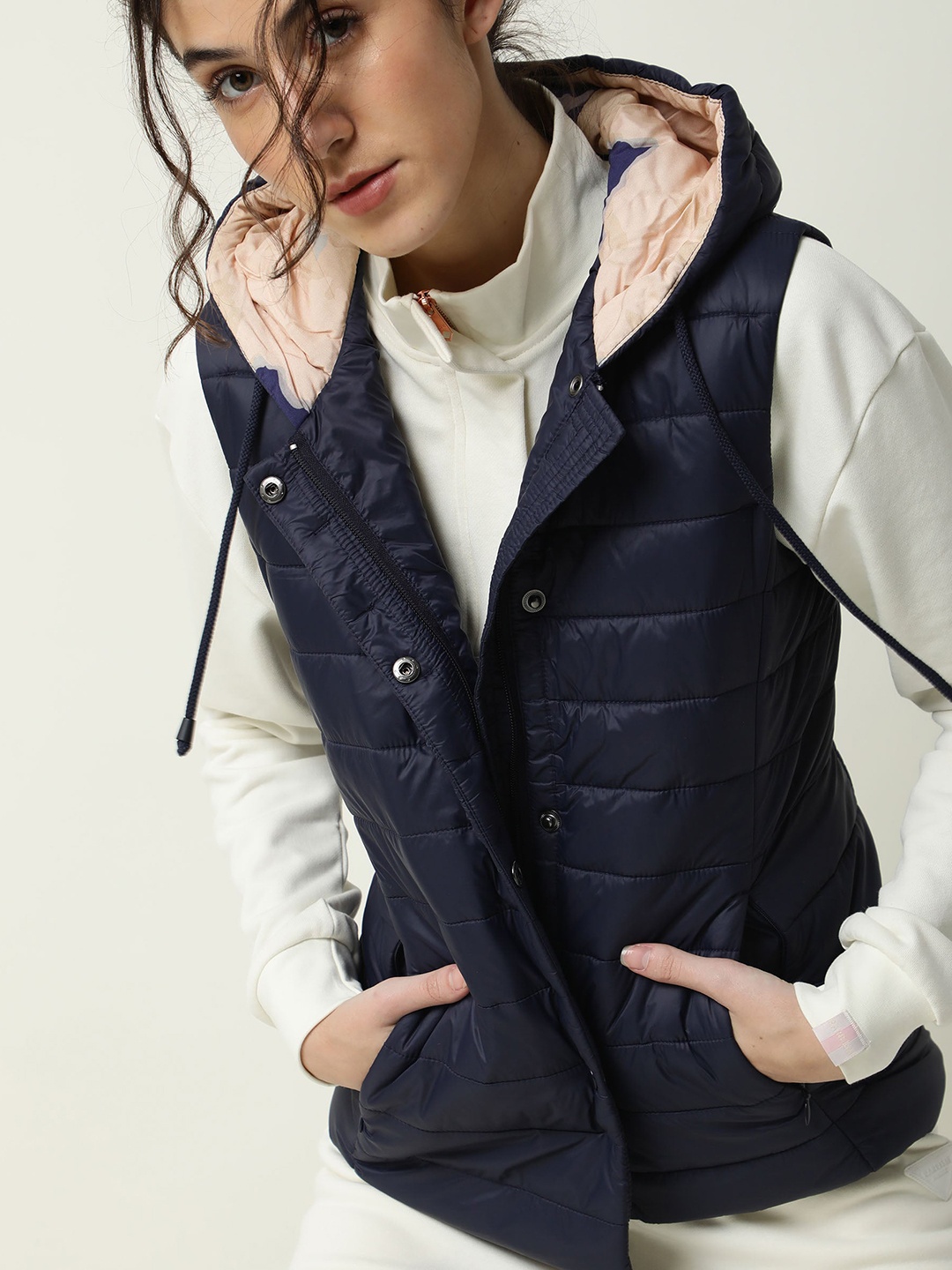 

RAREISM Women Navy Blue Puffer Jacket