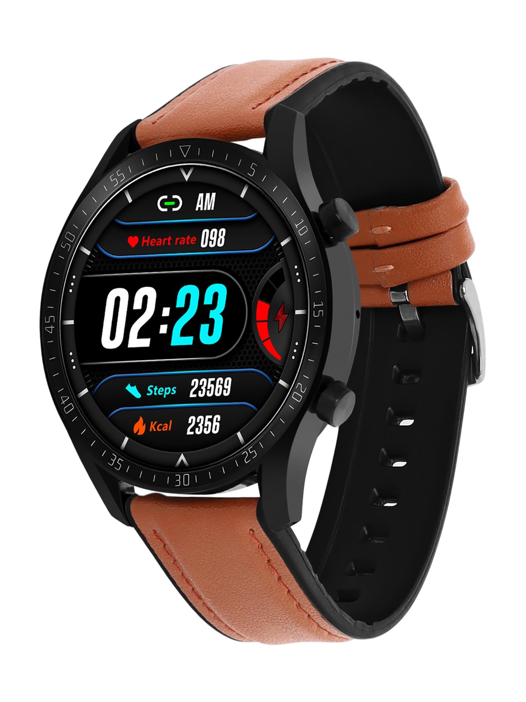

GIORDANO Brown & Black Solid Smart Watch R2-ZM08-01