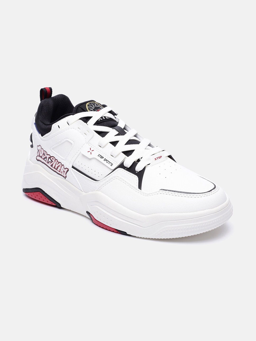 

Xtep Men White Classic Skateboarding Non-Marking Mid Top Sport Shoes