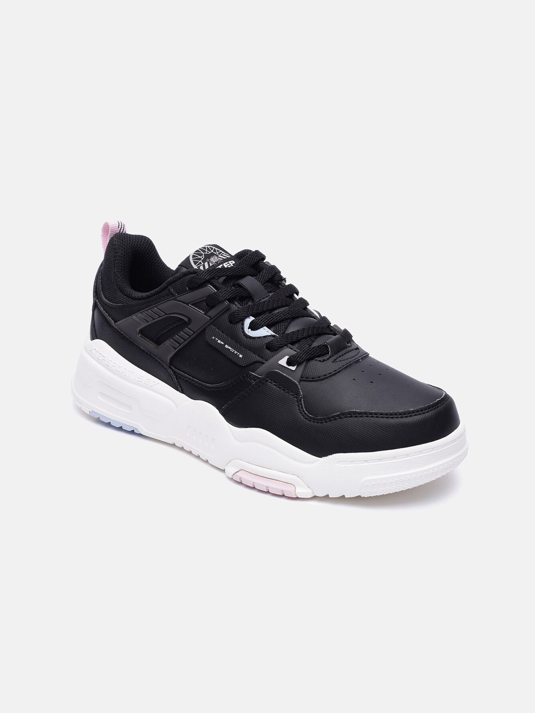 

Xtep Women Black Classic Skateboarding Non-Marking Mid Top Sport Shoes
