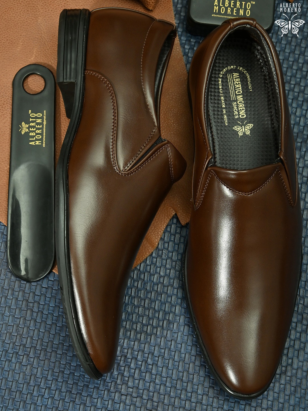 

ALBERTO MORENO Men Brown Formal Slip on Shoes