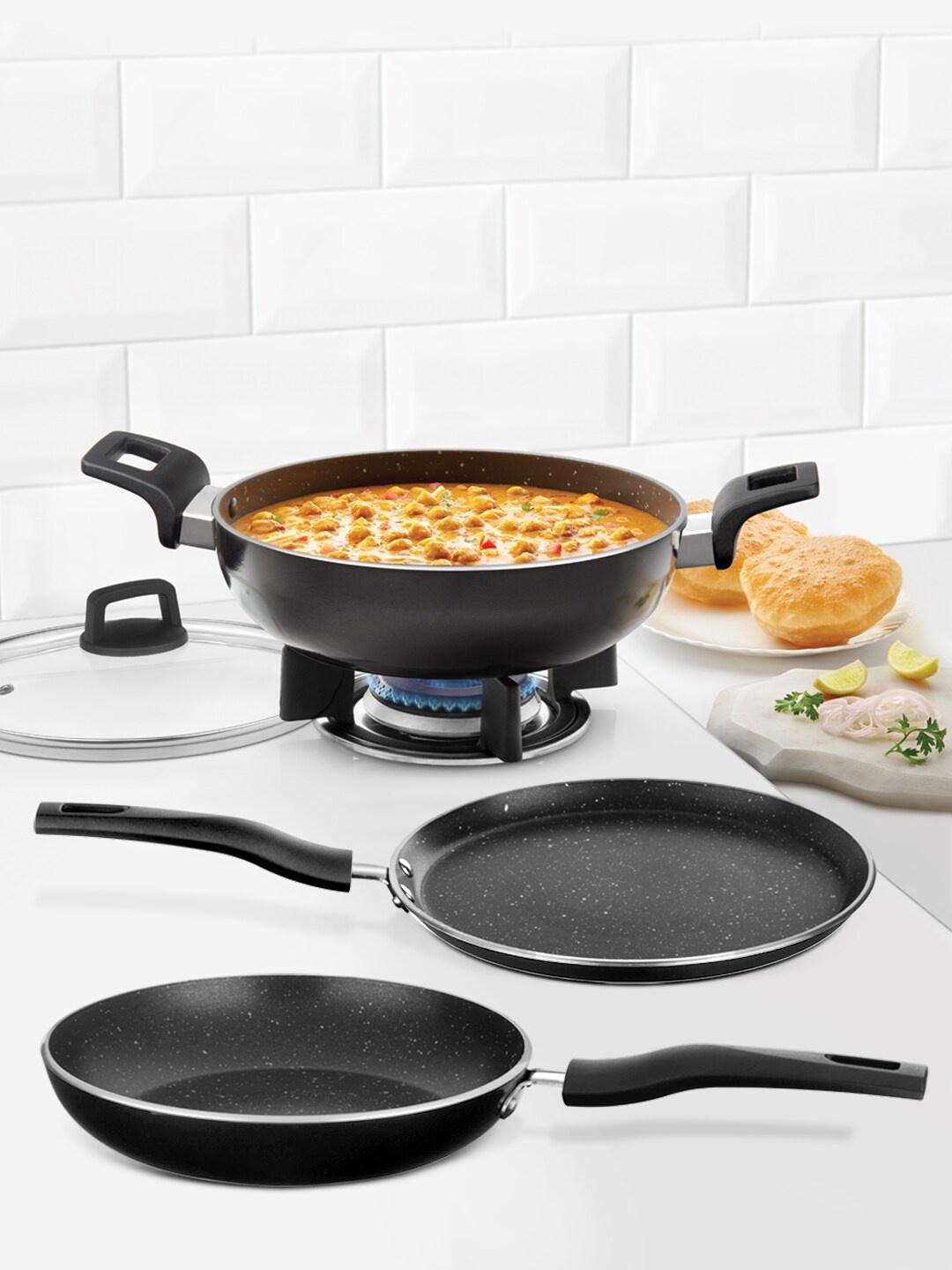 

BOROSIL Black Combo of 4 Granito Cookware Set