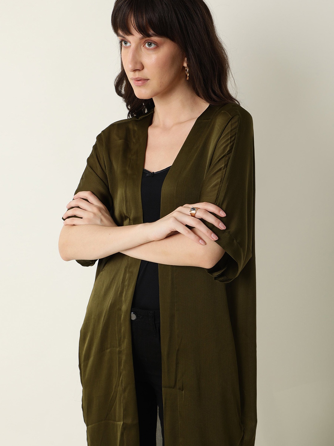 

RAREISM Women Green Longline Shrug