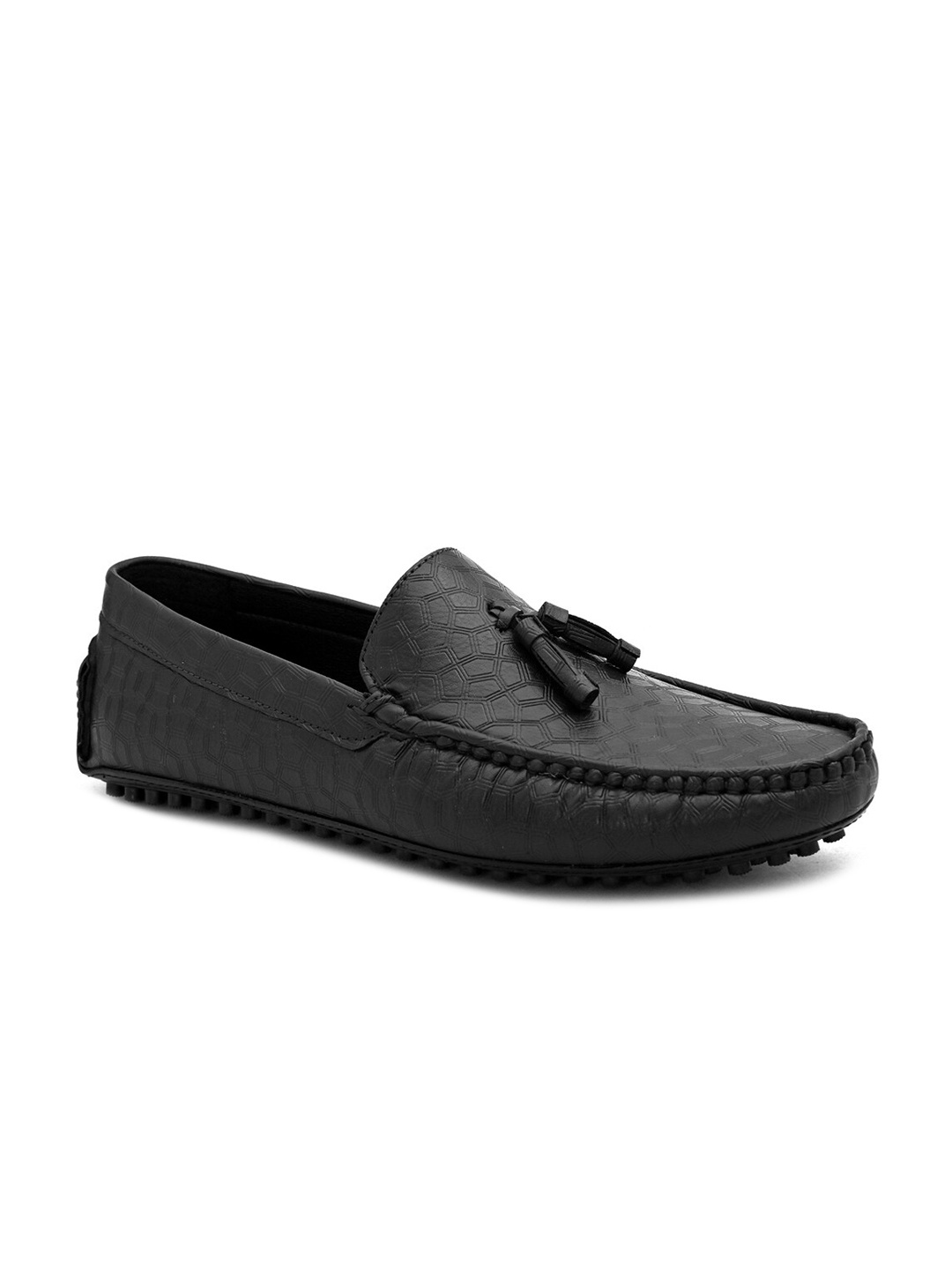 

ALBERTO MORENO Men Black Textured Loafers