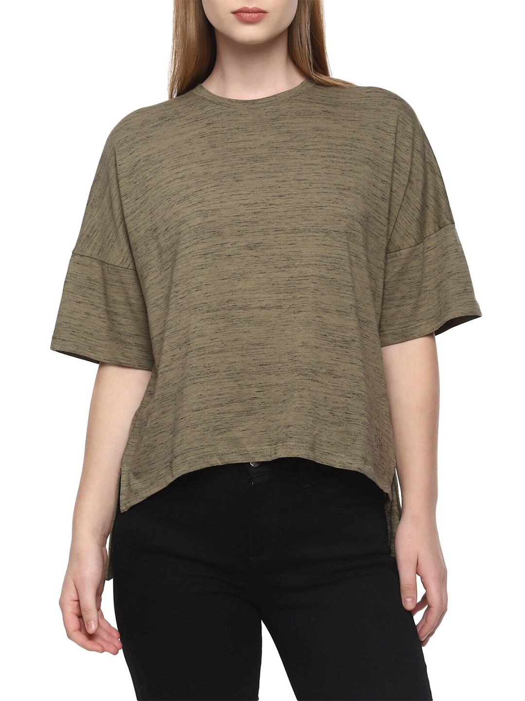 

Ted Baker Women Green Drop-Shoulder Sleeves Pure Cotton T-shirt
