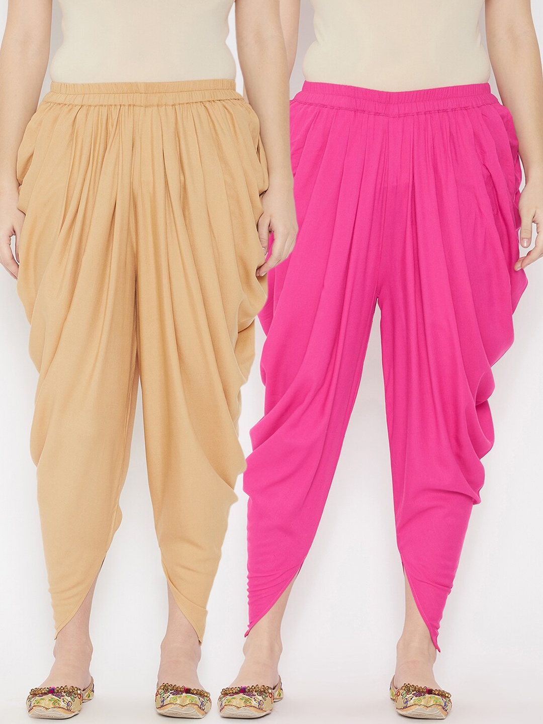 

TULIP 21 Women Pack Of 2 Pink & Beige Dhoti Pants