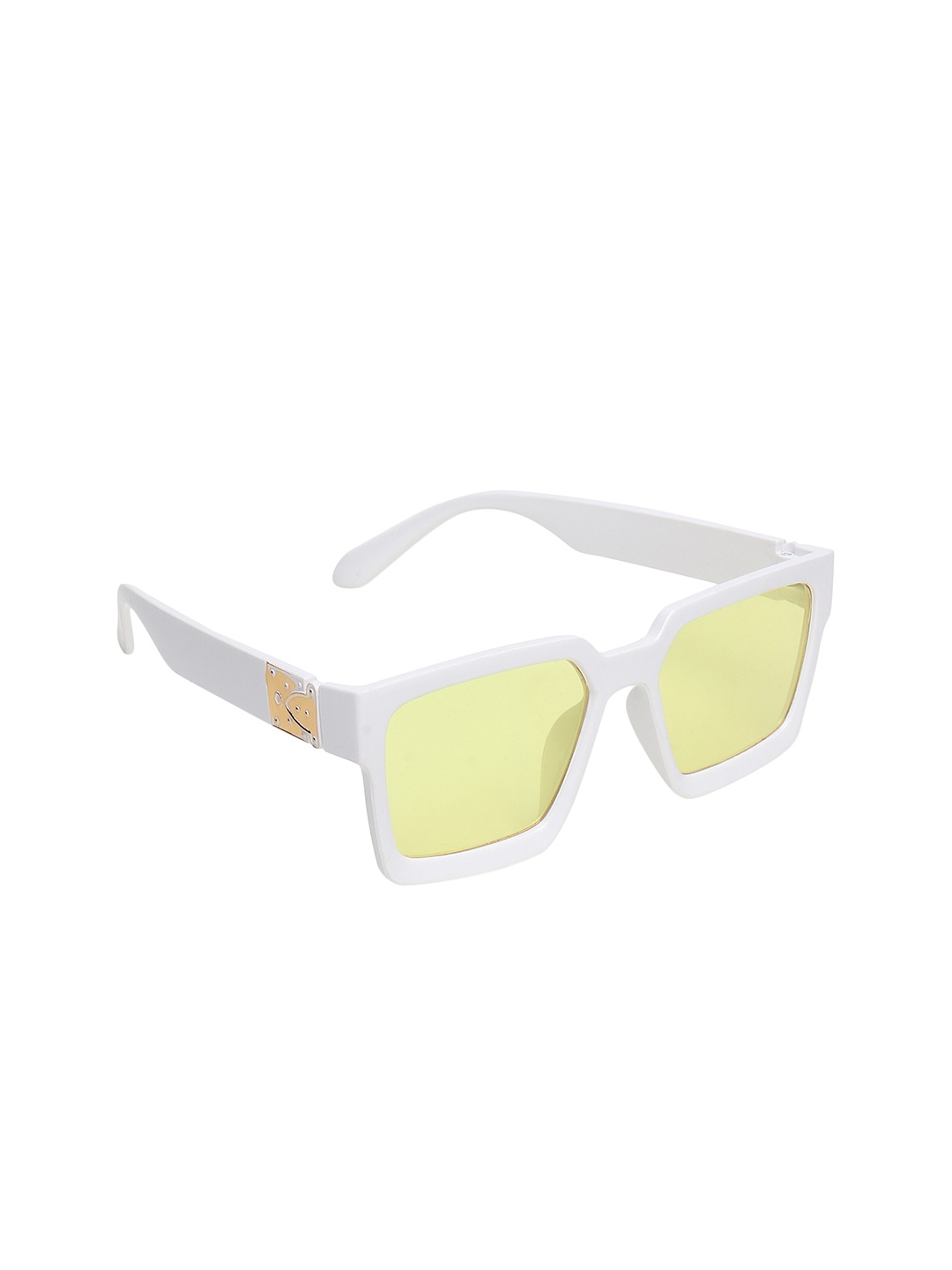 

CRIBA Unisex Yellow Lens & White Wayfarer Sunglasses with UV Protected Lens